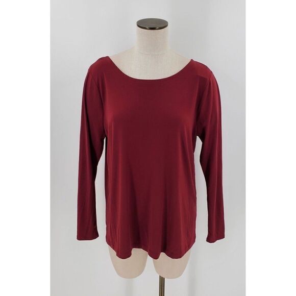 Lane Bryant Long Sleeve Top Womens V Neck Back Soft Maroon Red Size 14/16 - Picture 1 of 8